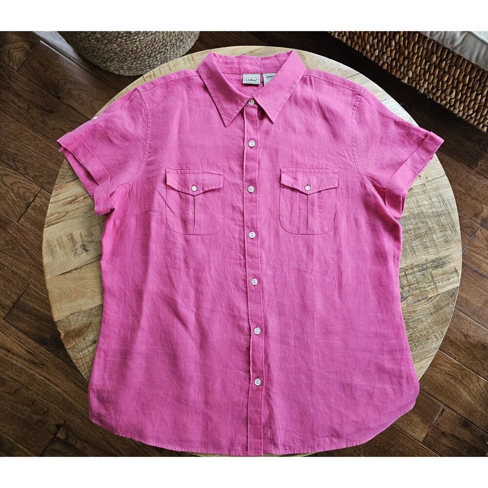 L.L. Bean Pink Short Sleeve Blouse